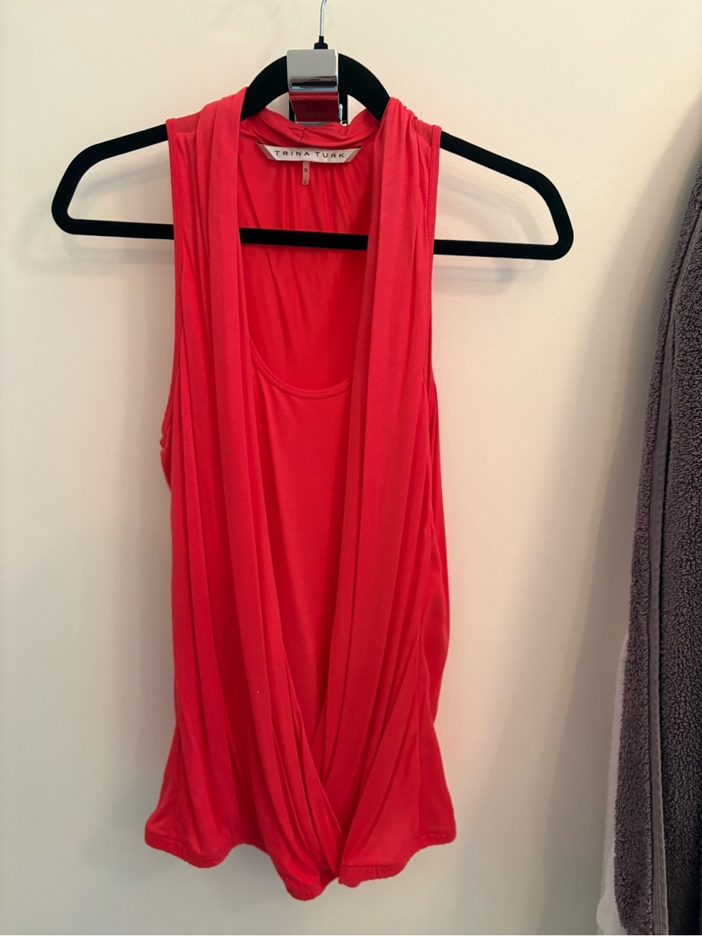 Trina Turk Coral-Red Twist Front Top with attached Tank